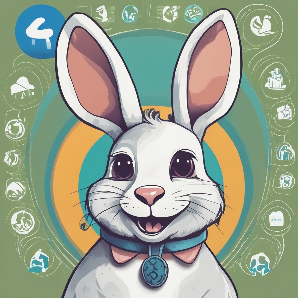 A grinning rabbit above the SearchMe logo